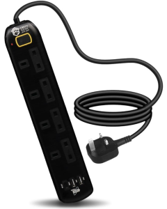 توصيلة جرين هوم الكهربائية 4 منافذ طاقة و 2 منافذ USB و منفذ Type C للشحن السريع-لون اسود , GH-CE4SUC/BK-3M